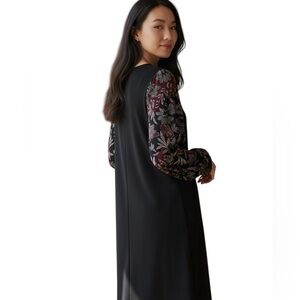 **NWT** Chico’s Darting Floral Boat Bishop Sleeve Dress